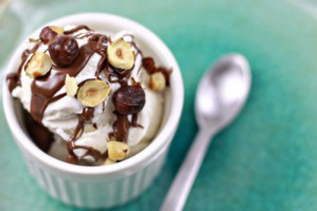 Nutella Ice Cream Sundae with Hazelnuts