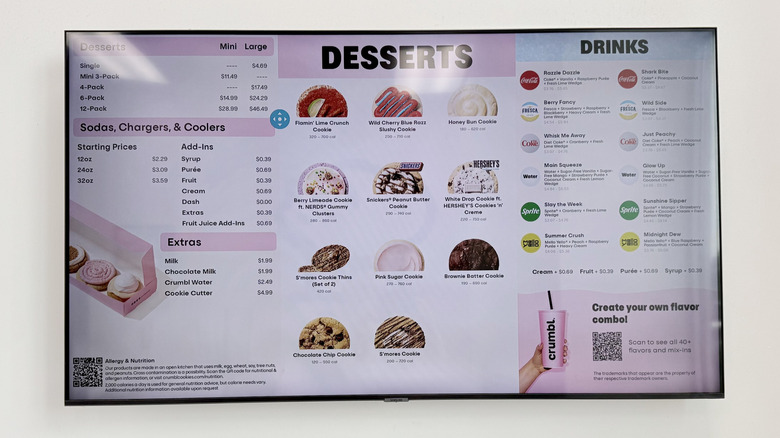 Menu on the wall