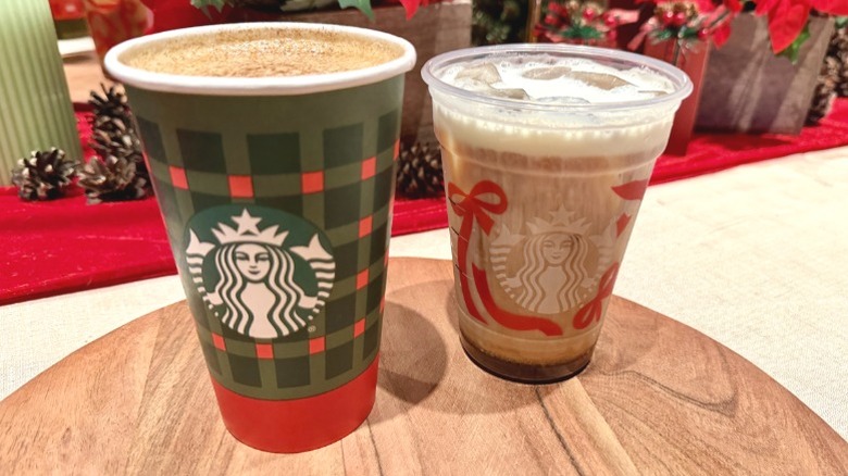 A Starbucks Eggnog Latte and Eggnog Cold Foam
