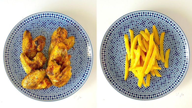 Roast program wings and fries