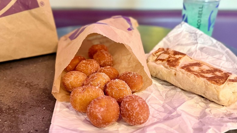 Strawberry Cinnabon Delights spilling out of the bag
