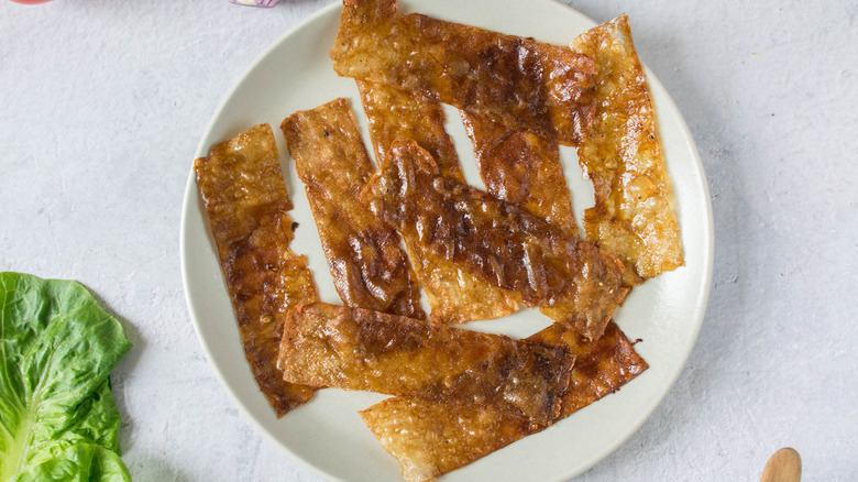 Plate of rice paper bacon