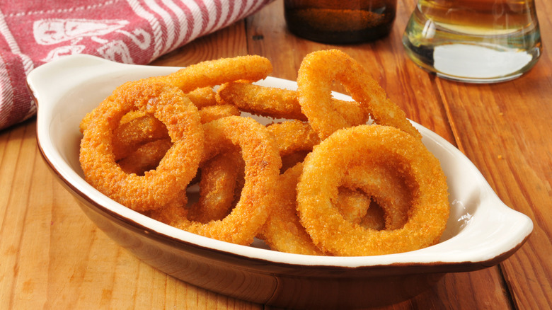Onion rings in a basket