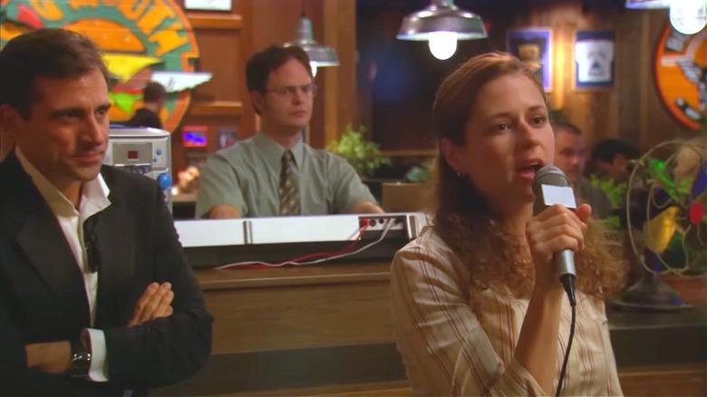 "The Office" "The Dundies" episode featuring Pam singing, along with Michael and Dwight