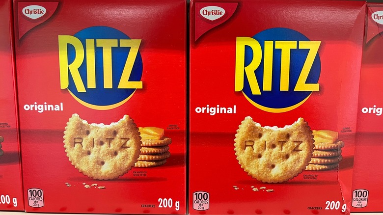 Boxes of Ritz on a shelf