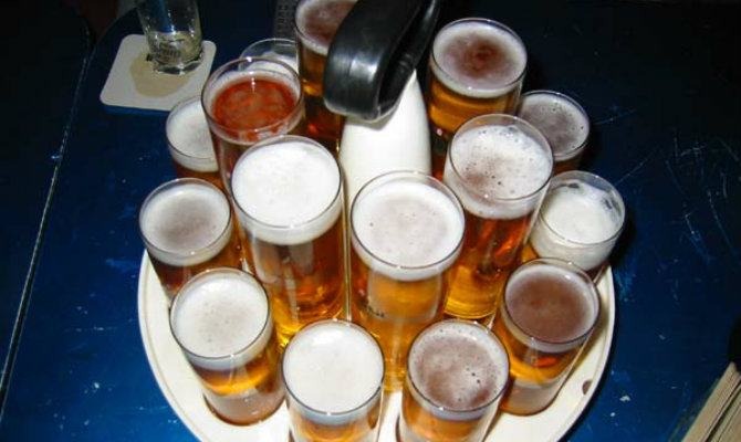 plate of german beer in glasses