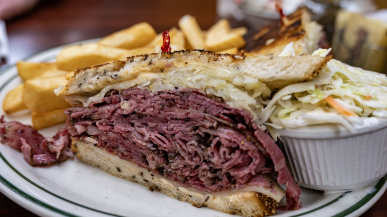 Classic Reuben sandwich on a plate