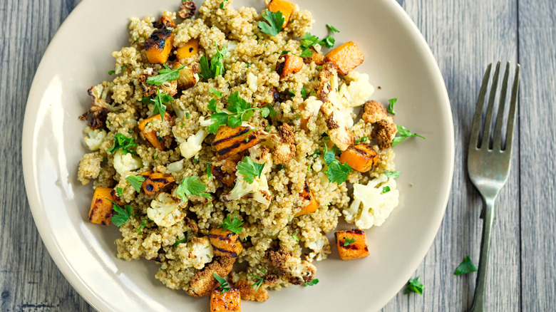 Roasted veggie salad on grains