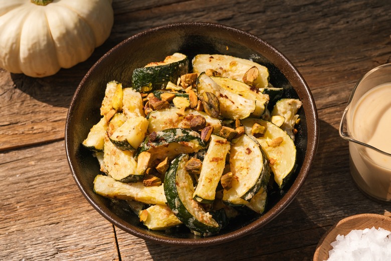 Roasted Zucchini With Maple Tahini and Pistachios
