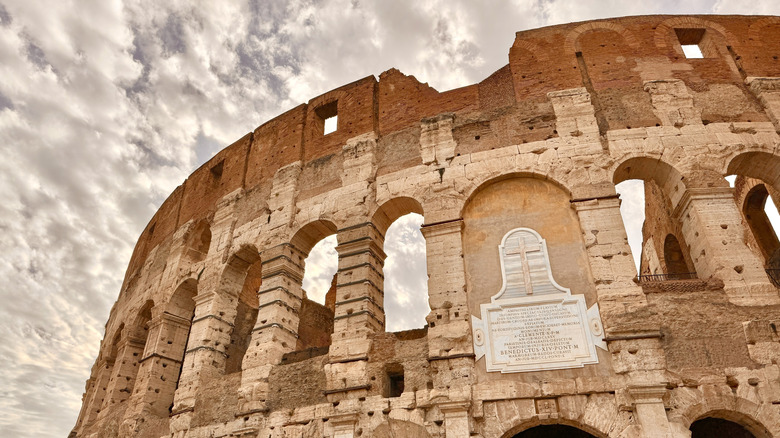 the Roman colosseum on a cloudy day