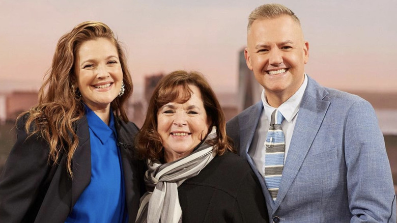 Drew Barrymore, Ross Mathews, and Ina Garten smiling