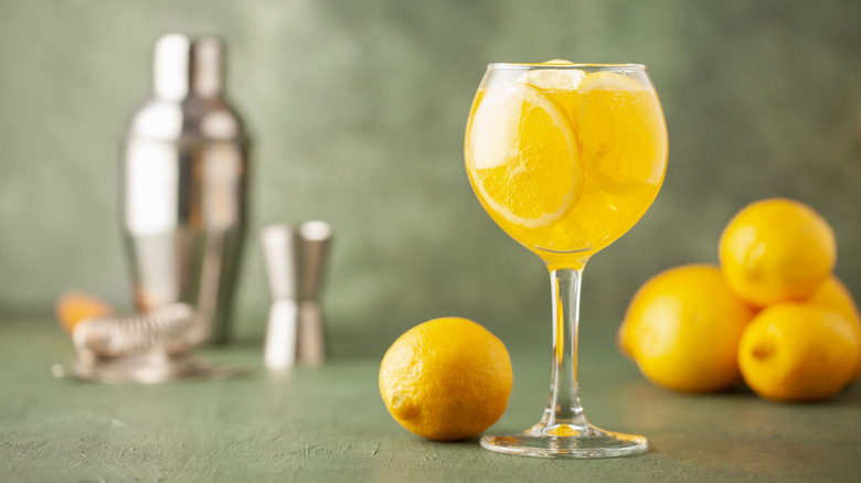 Limoncello spritz in a glass
