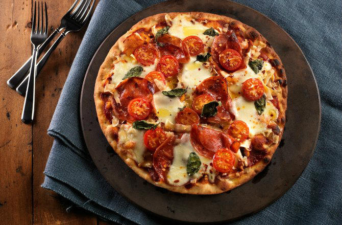 Salami and Buffalo Mozzarella Pizza