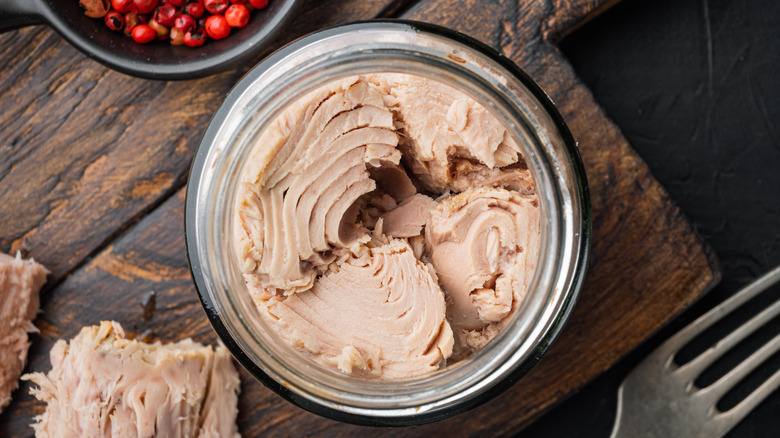 tuna can on cutting board