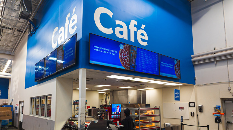Sam's Club Café inside of a store with signage