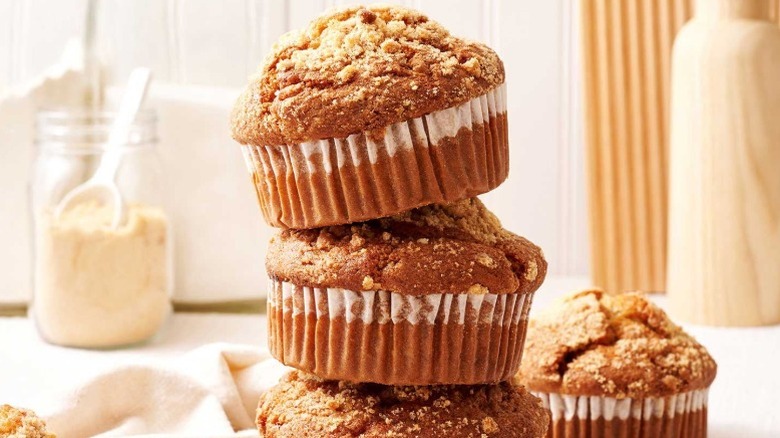 3 muffins stacked on top of each other