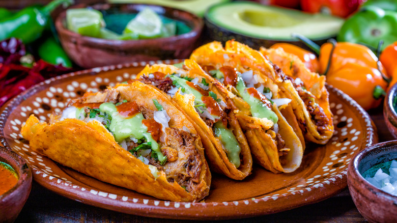 Barbacoa tacos on a plate