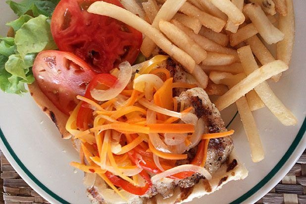 Escoveitched Snapper Sandwich at Round Hill, Jamaica.
