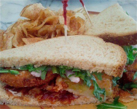 Fried green tomato sandwich from Merchant&apos;s in Nashville, Tenn.