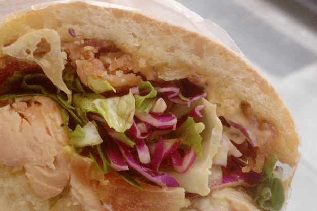 Sandwich of the Week: Spreads Sandwich Shop's Hot Smoked Salmon, Bacon, and Pickled Tomato Jalapeño Salsa