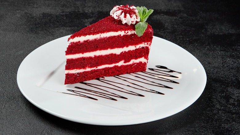 slice of red velvet cake