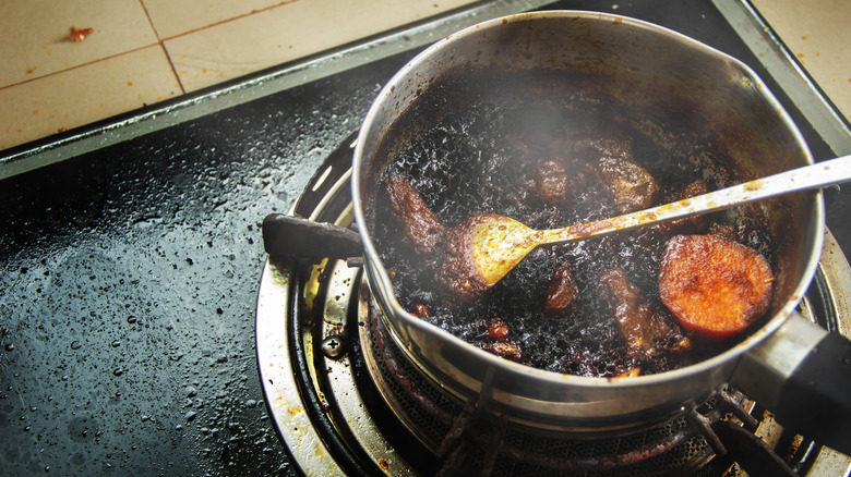 burnt dish on stove