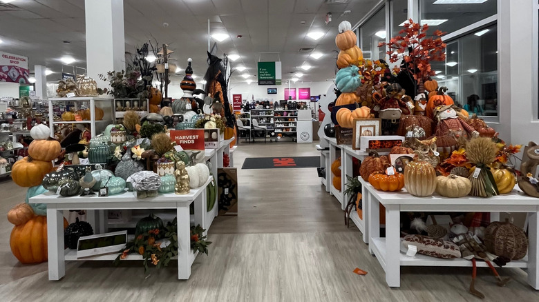 Fall décor display inside homegoods store