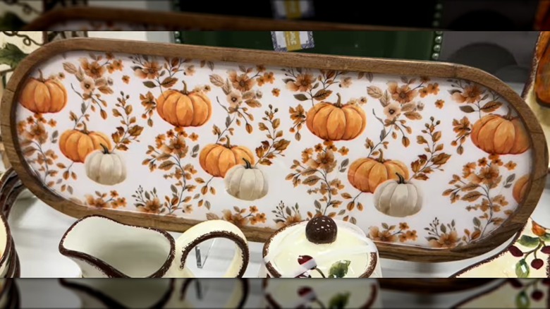 Pumpkin and floral serving tray