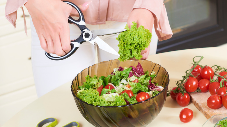 Scissors on cutting board