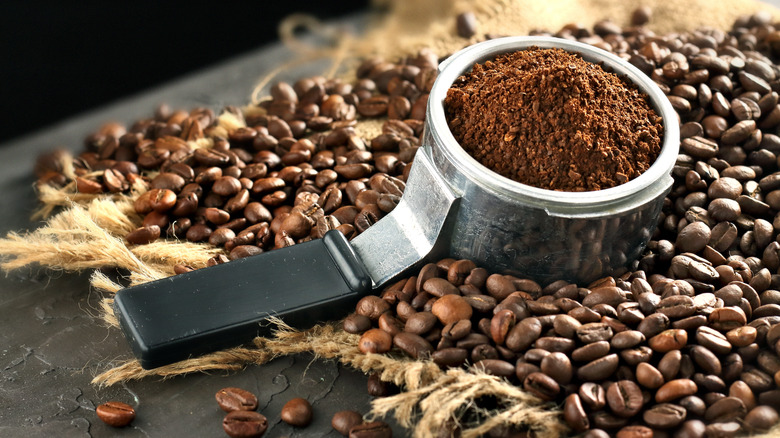 Scoop of espresso powder