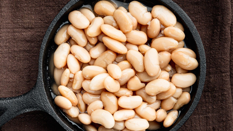 Pan of white beans from above
