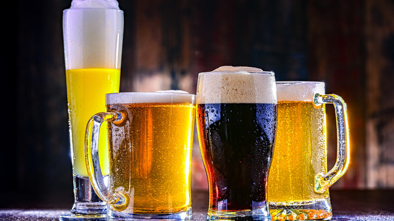 Glasses with different types of beer