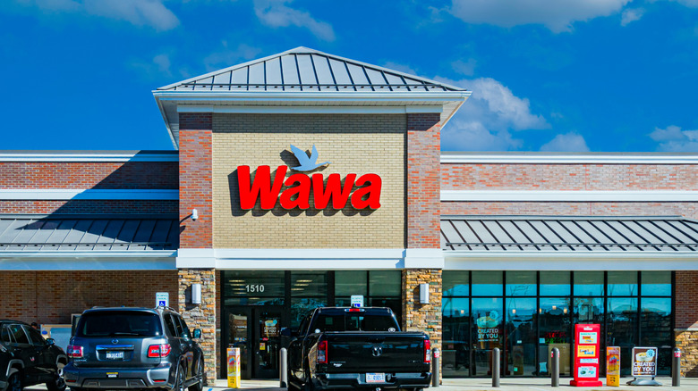 The exterior of a Wawa with signage