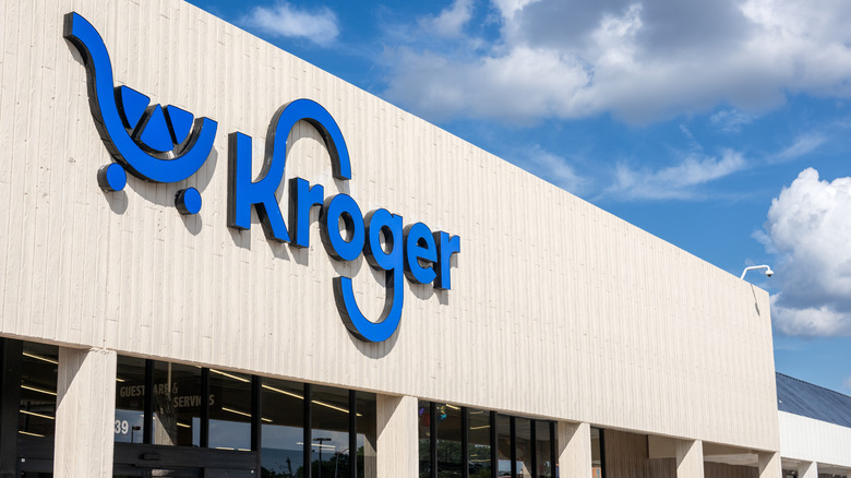 The exterior of a Kroger grocery store