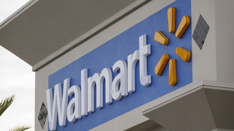 A Walmart logo, displayed outside a store