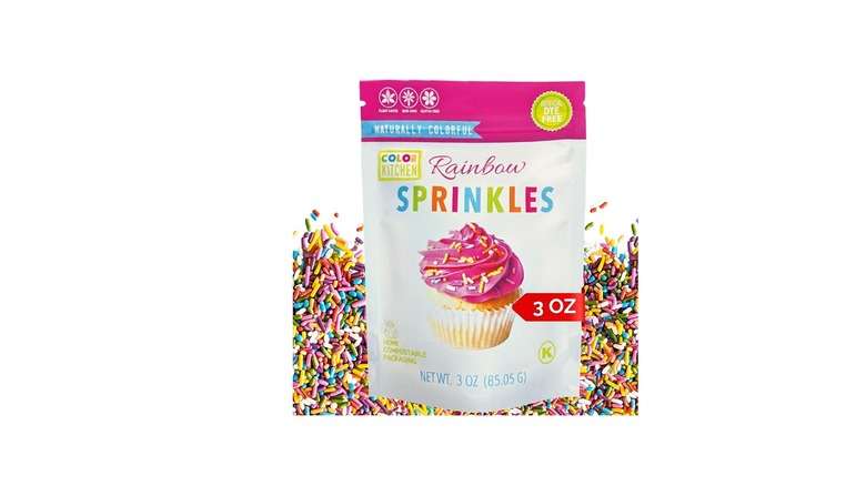 Bag of Color Kitchen natural rainbow sprinkles against a white backdrop