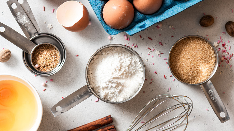 Baking ingredients on a table 