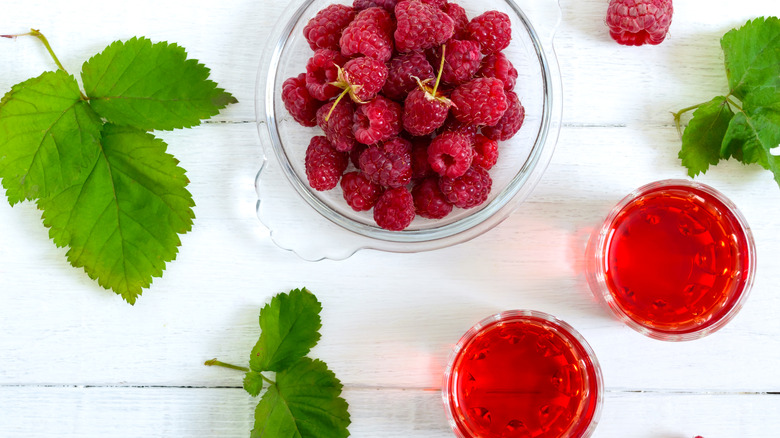 Raspberries and two shots