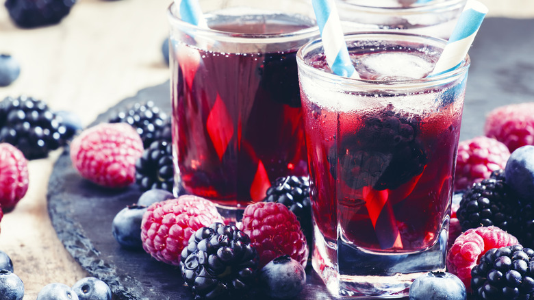 Shots of raspberry liqueur