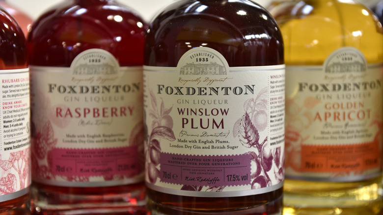 Bottles of gin liqueur