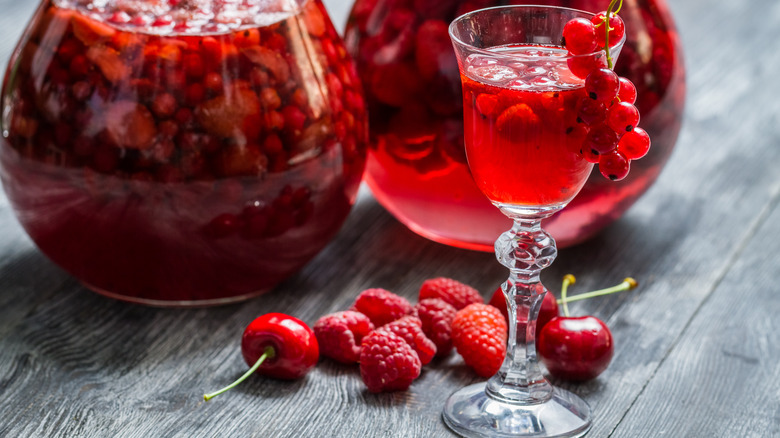 Homemade liqueur bottles