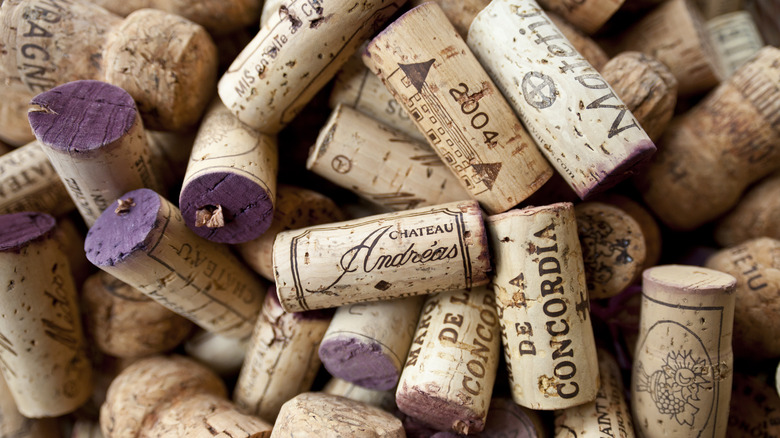 Pile of stained wine corks
