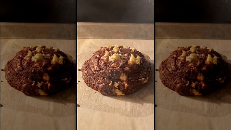 chocolate feta cookie baking in oven