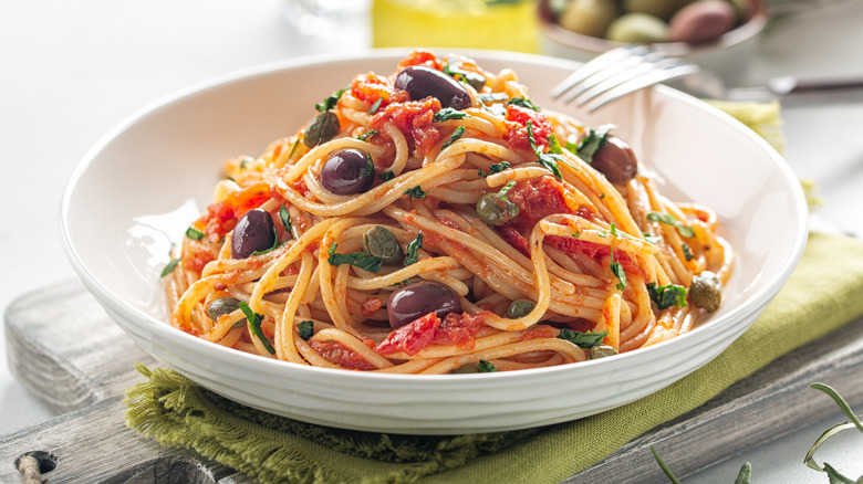 Bowl of pasta puttanesca