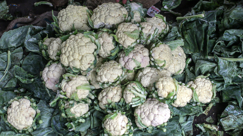 cauliflowers at farmers market
