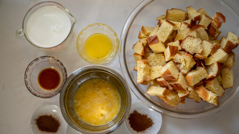 ingredients for brioche bread pudding