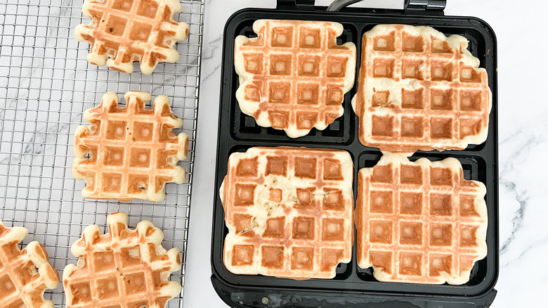 waffles in waffle maker