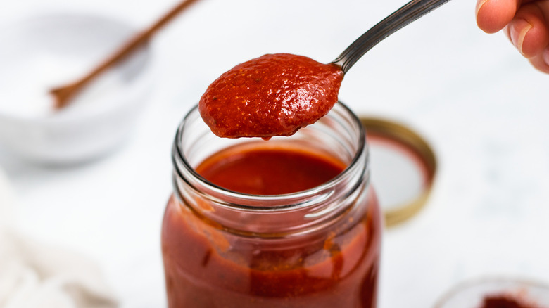 homemade taco sauce in jar 