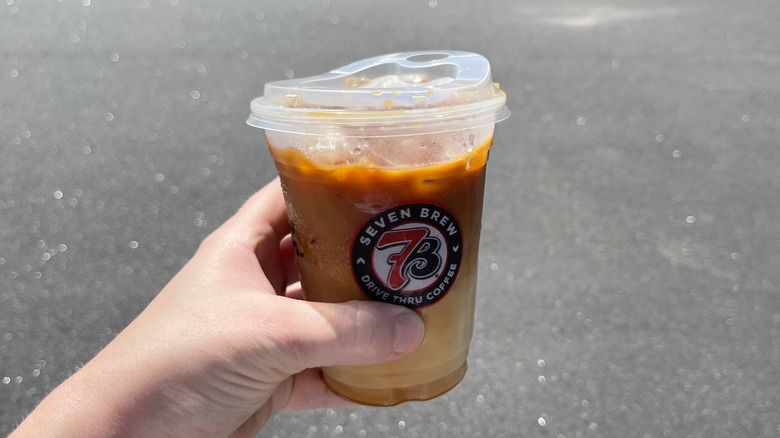 The Cloud 9 drink from 7 Brew held in a hand