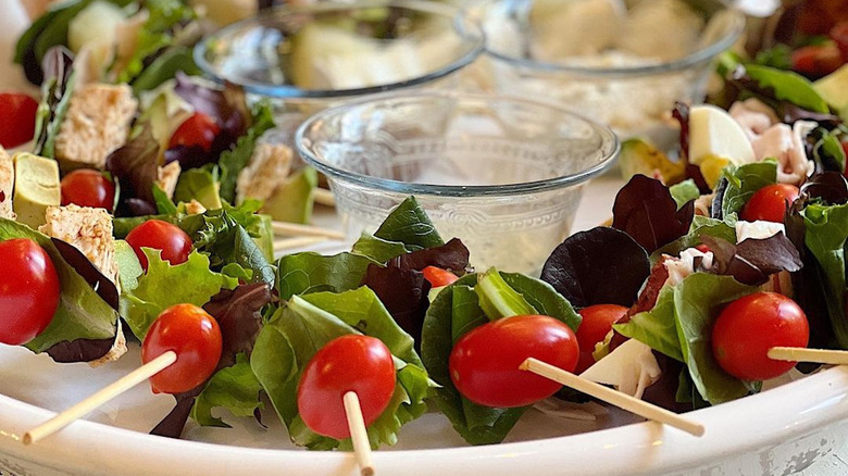 salad with tomatoes on skewers